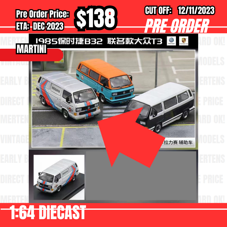 PO-$138 * Master * 1:64 Volkswagen Type 2 Carrera Bus B32 Martini [OD10/11]