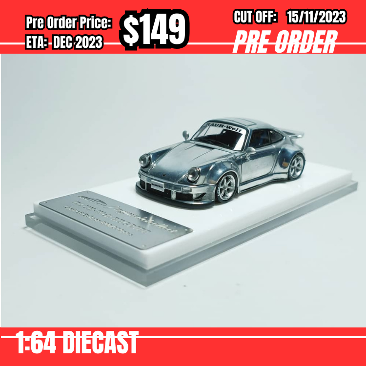 PO-$149 * Model Collect * 1:64 RWB 930 Whale Wing Raw Silver [OD10/11]