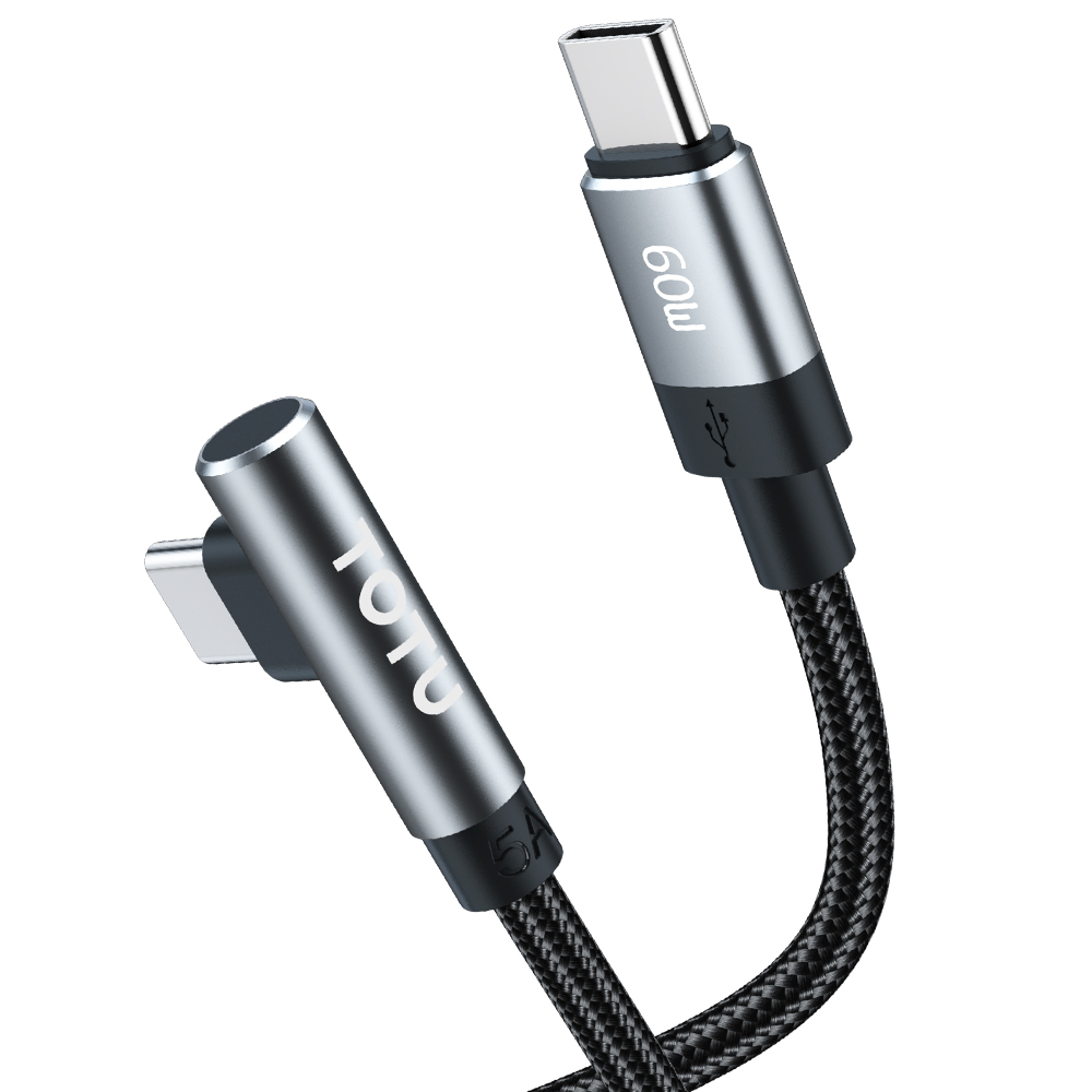 TOTU 拓途 彎頭 雙Type-C/PD充電線傳輸線編織快充線閃充線 極速 1.2M