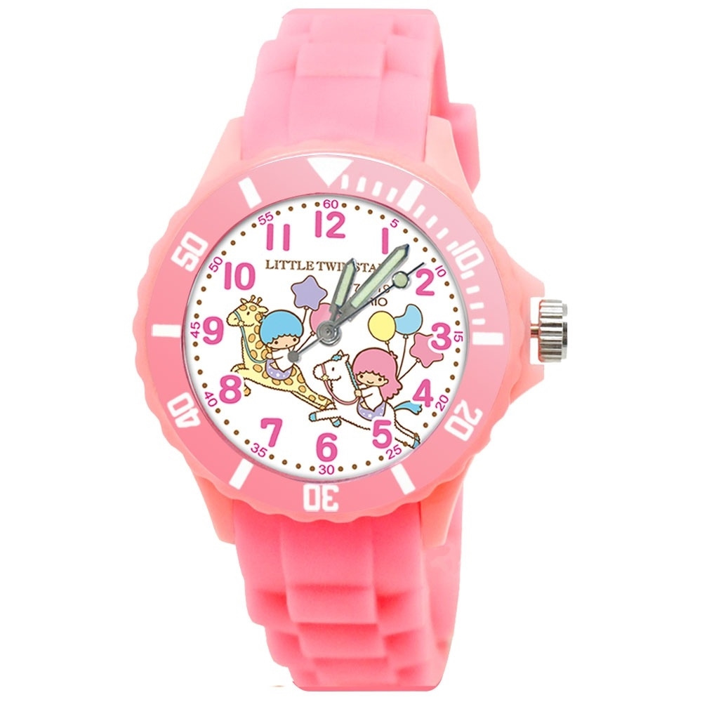 【三麗鷗Sanrio】雙子星kiki&Lala運動彩帶錶-粉紅 (2013T)