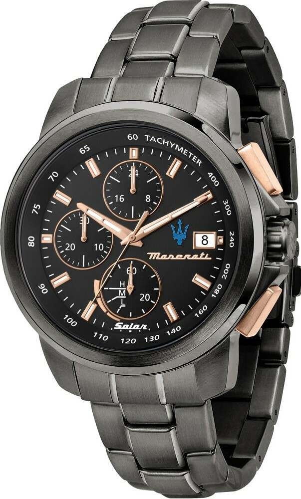 MASERATI 瑪莎拉蒂  Successo solar 輝煌成就系列太陽能手錶 霧灰銅 槍灰色不鏽鋼鍊帶   R8873645001 錶徑: 44 MM