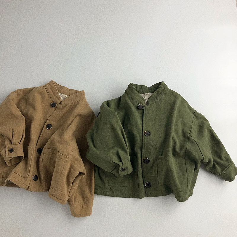棉麻立領外套