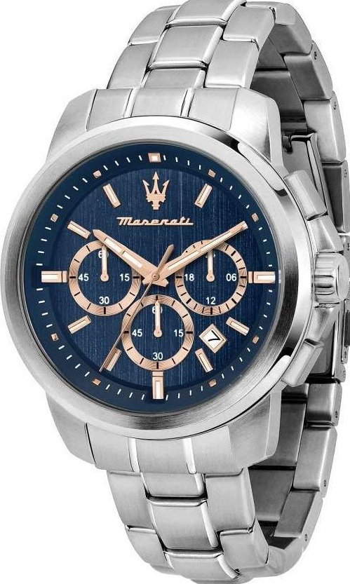 MASERATI 瑪莎拉蒂  Successo 輝煌成就系列三眼手錶 經典藍 銀色不鏽鋼鍊帶   R8873621037   錶徑: 44MM