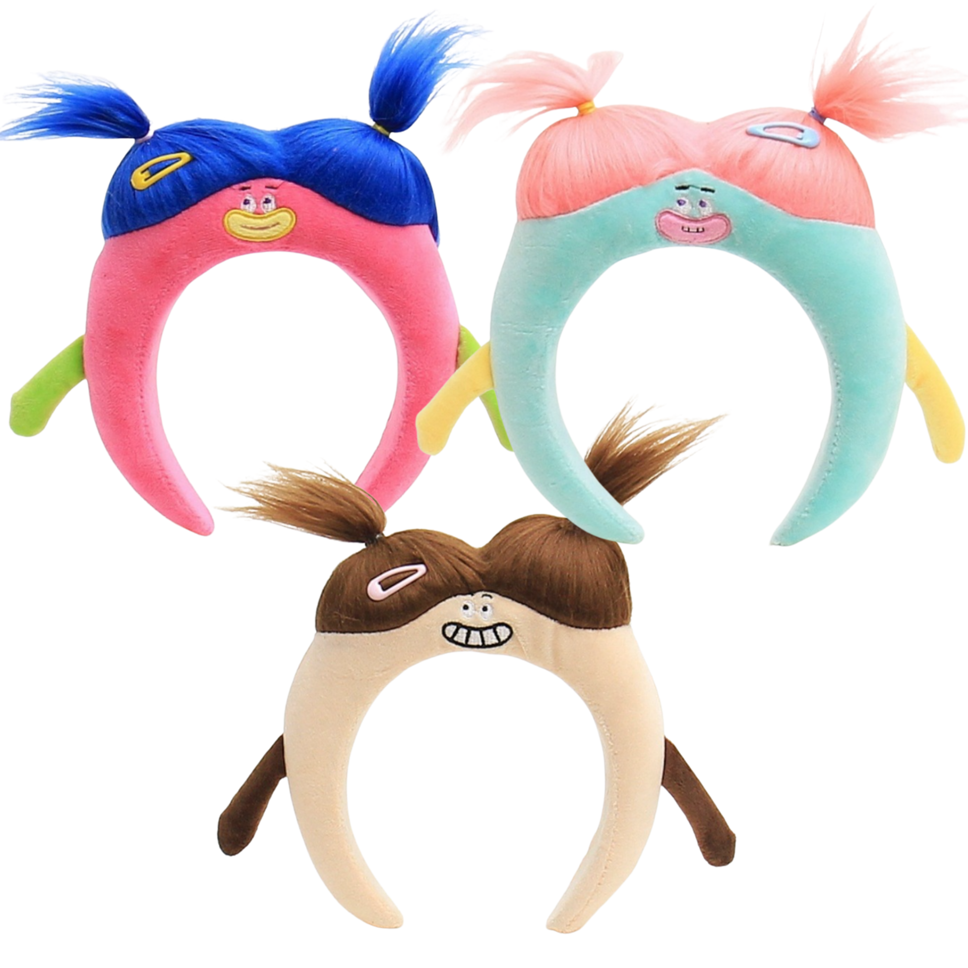CuteFace Y2K撞色搞鬼怪獸三姐妹扎辮造型頭箍| 聖誕禮物| 交換禮物| 聖誕頭飾| 派對裝扮