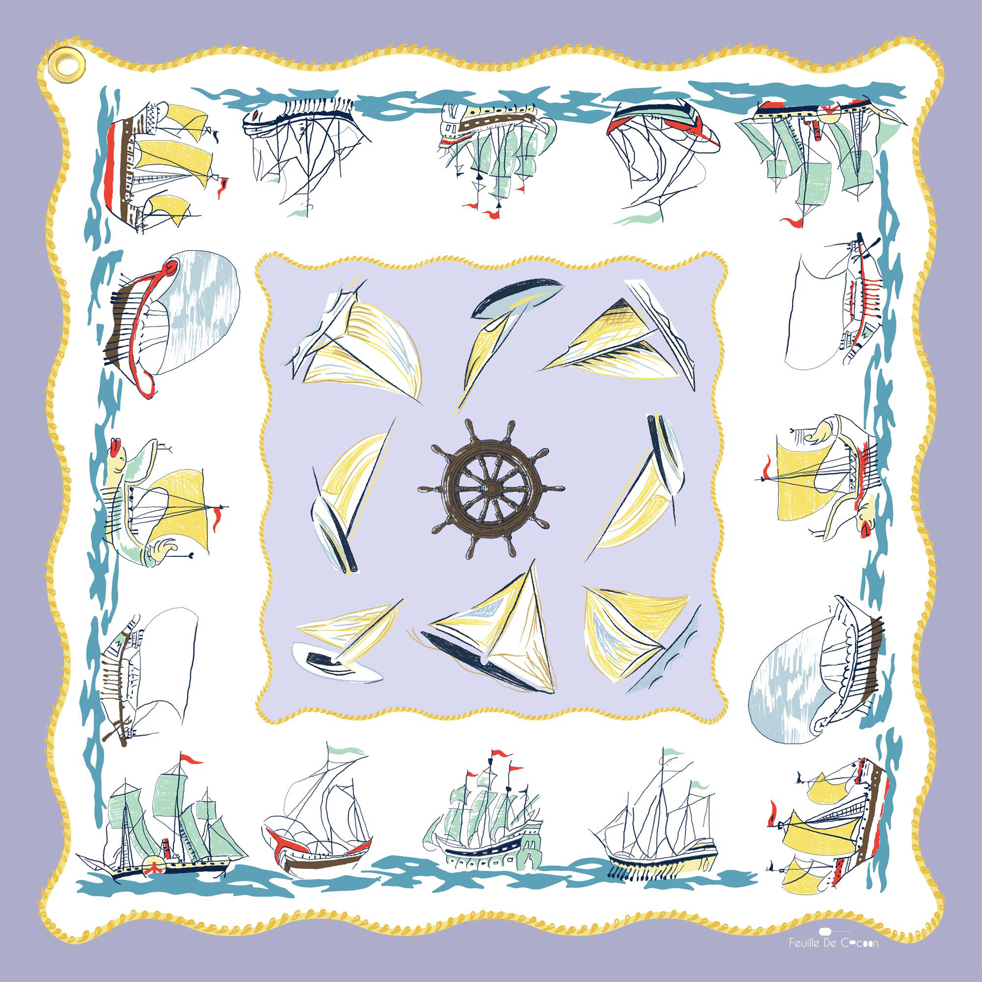 Feuille De Cocoon Dure 55 Bandana (刺繡頸巾) - Steering 