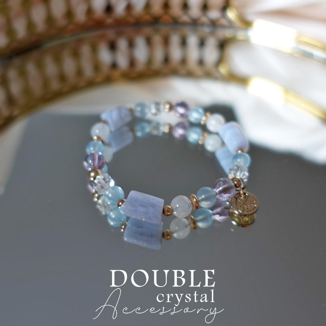 ☽◌*秋葉寧謐 ／ 藍紋瑪瑙．紫水晶．月光石