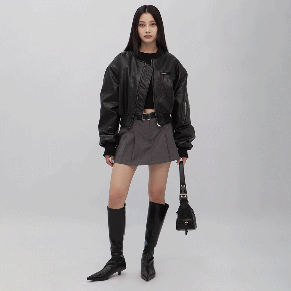 人造皮革飛行員外套(in stock)