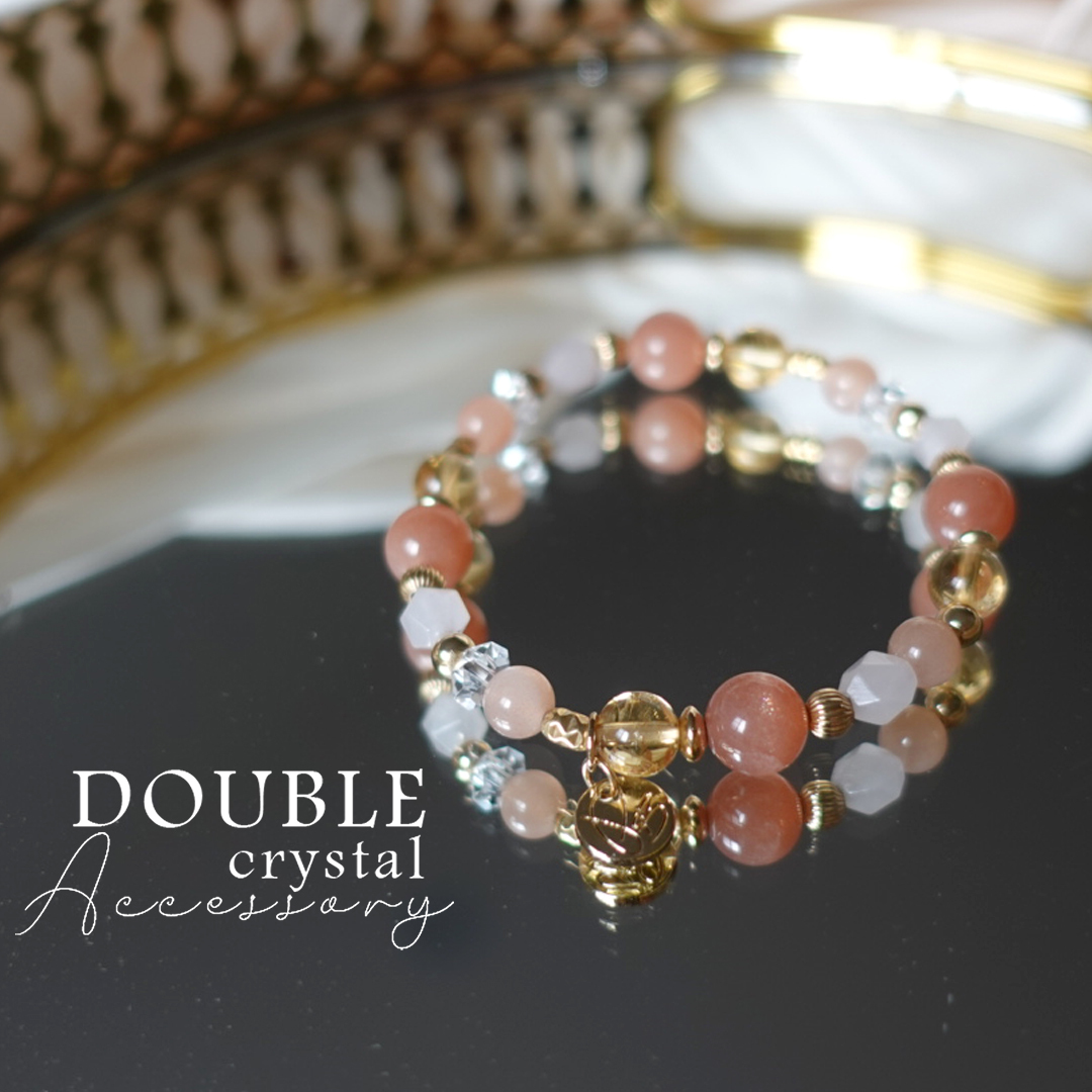 ☽◌* 核桃幕斯／橙月光．黃水晶．粉晶