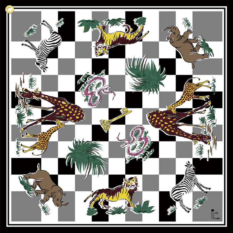 Feuille De Cocoon Dure 55 Bandana (刺繡頸巾) - Key of life / Monotone 