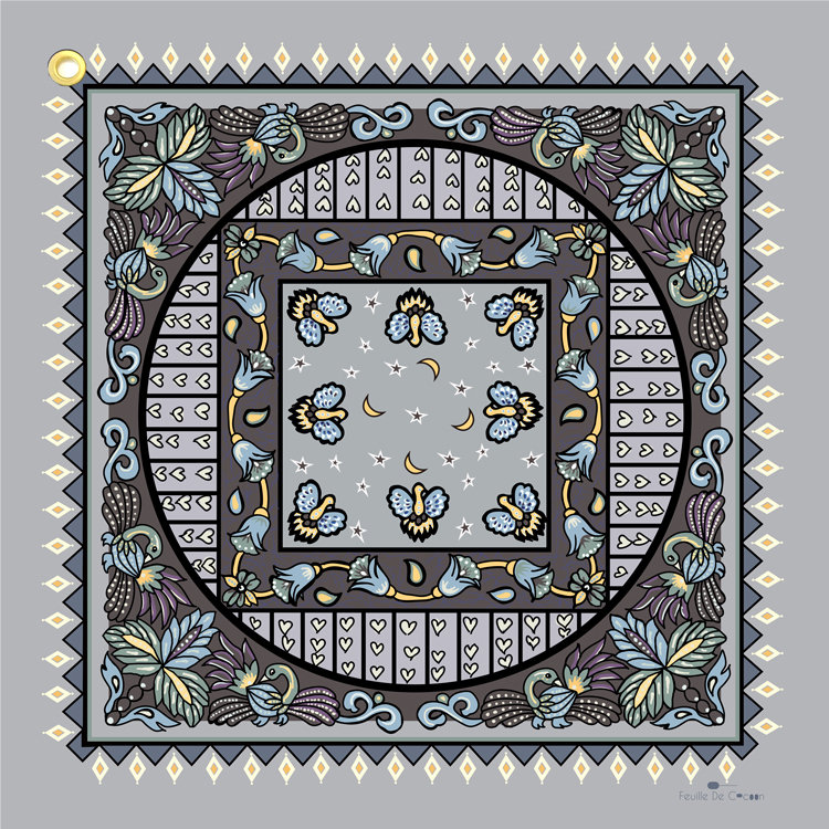 Feuille De Cocoon Dure 55 Bandana (刺繡頸巾) - Bright day 