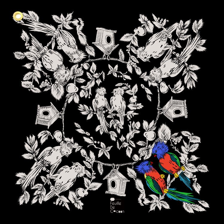 Feuille De Cocoon Dure 55 Bandana (刺繡頸巾) - Africa vivid 