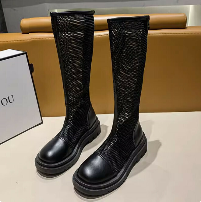 Breathable mesh cut-out rider boots