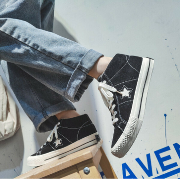 Spring and autumn mid-top canvas shoes, star harbor style board shoes