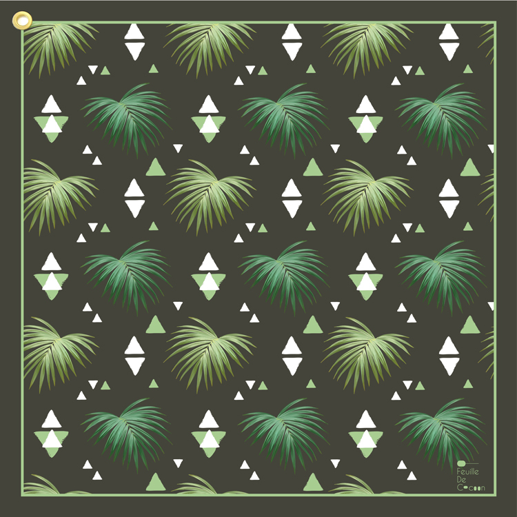 Feuille De Cocoon Dure 55 Bandana (刺繡頸巾) - Botanical life 