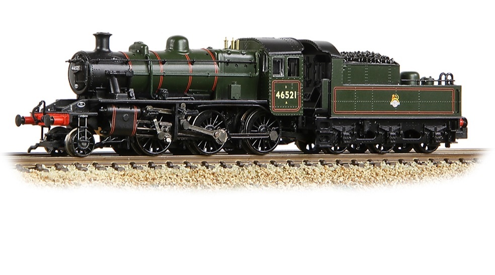 Graham Farish 372-630SF N scale LMS Ivatt 2MT 46521 BR Lined Green (Early Emblem)