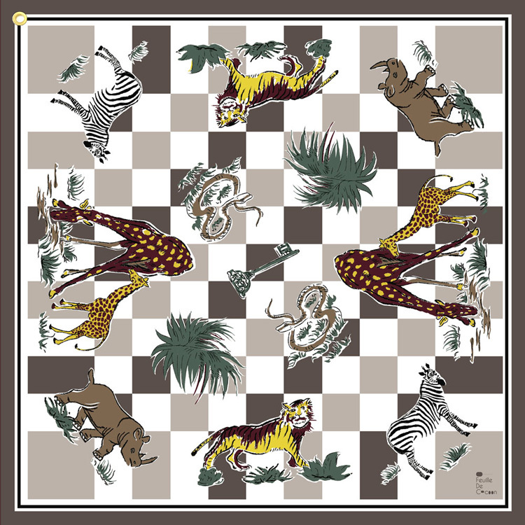 Feuille De Cocoon Dure 110 (刺繡頸巾) - Key of life / Brown 