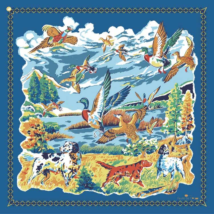 Feuille De Cocoon Dure 110 (刺繡頸巾) - Hunting / Blue 