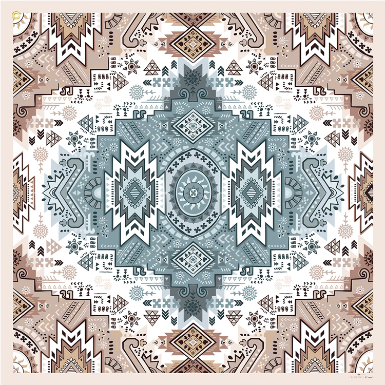 Feuille De Cocoon Dure 110 (刺繡頸巾) - Mountain message / Beige 