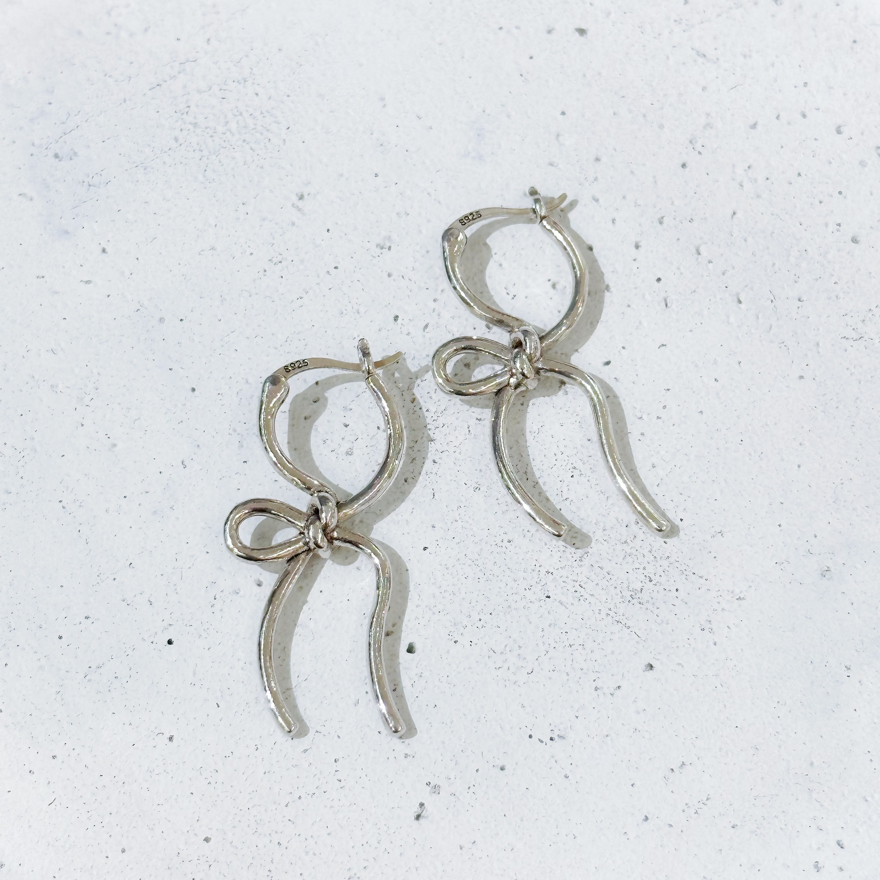 925純銀單邊綁蝴蝶結耳環