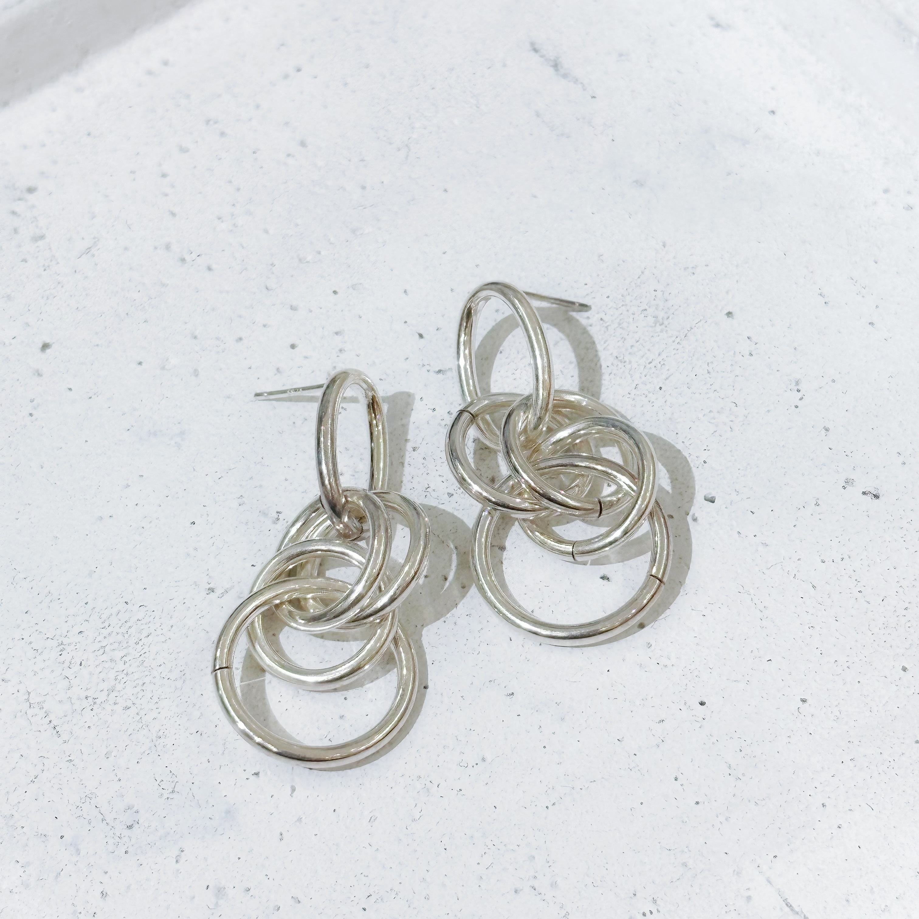 925純銀五圈垂吊耳環