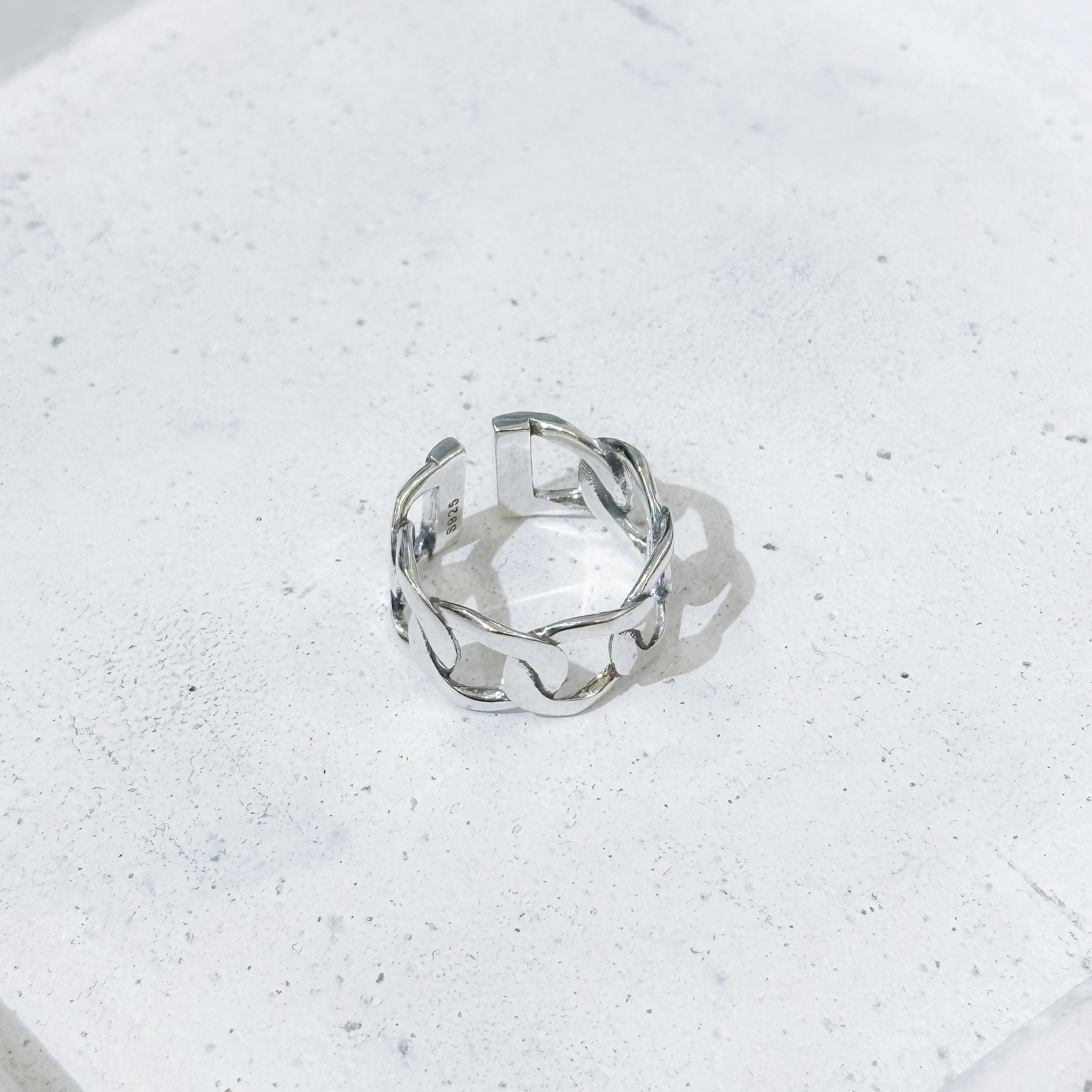 925純銀開口圈連扣戒指