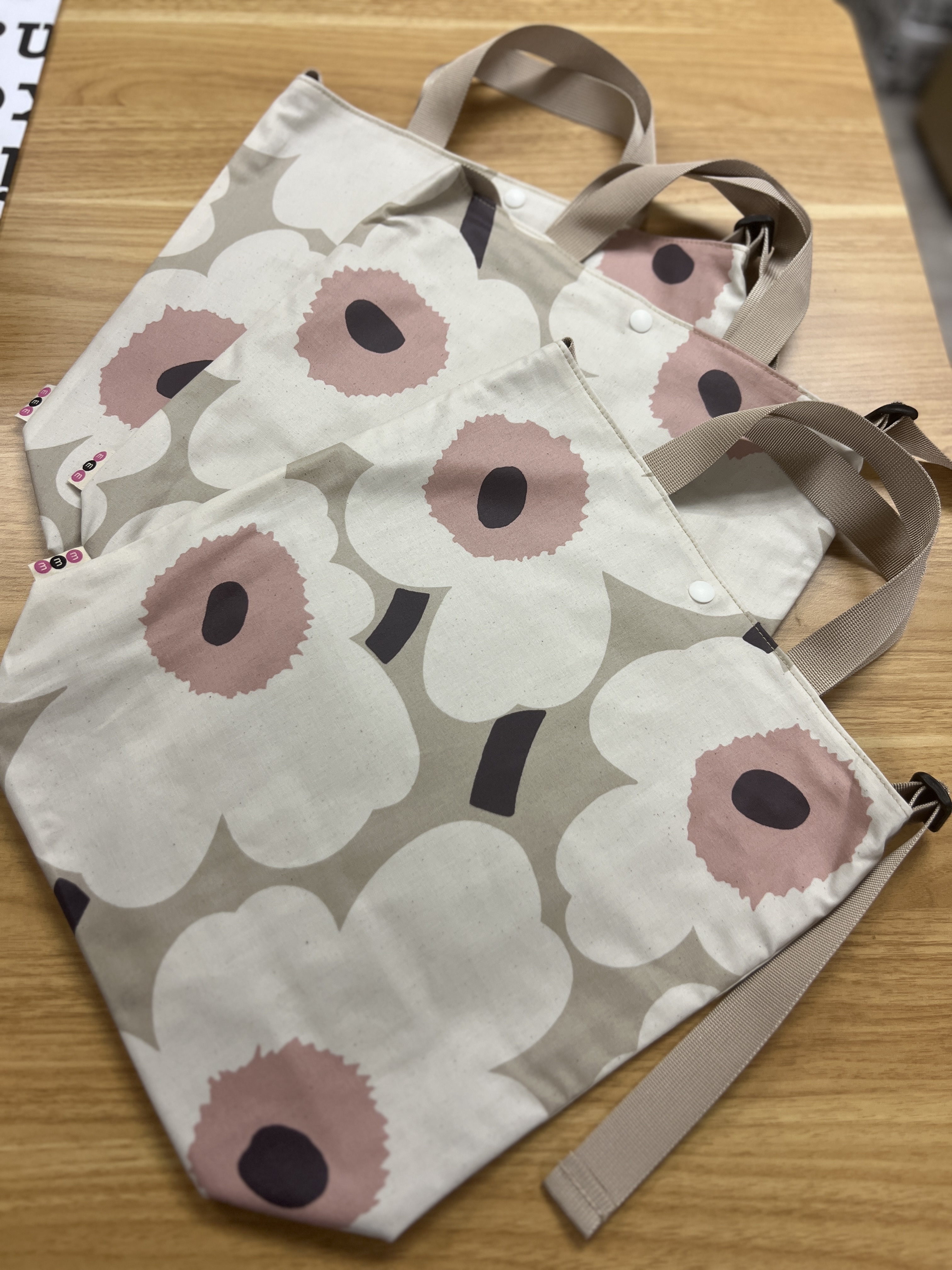 3 way easy tote | Marimekko waterproof fabric | Cotton beige 中花