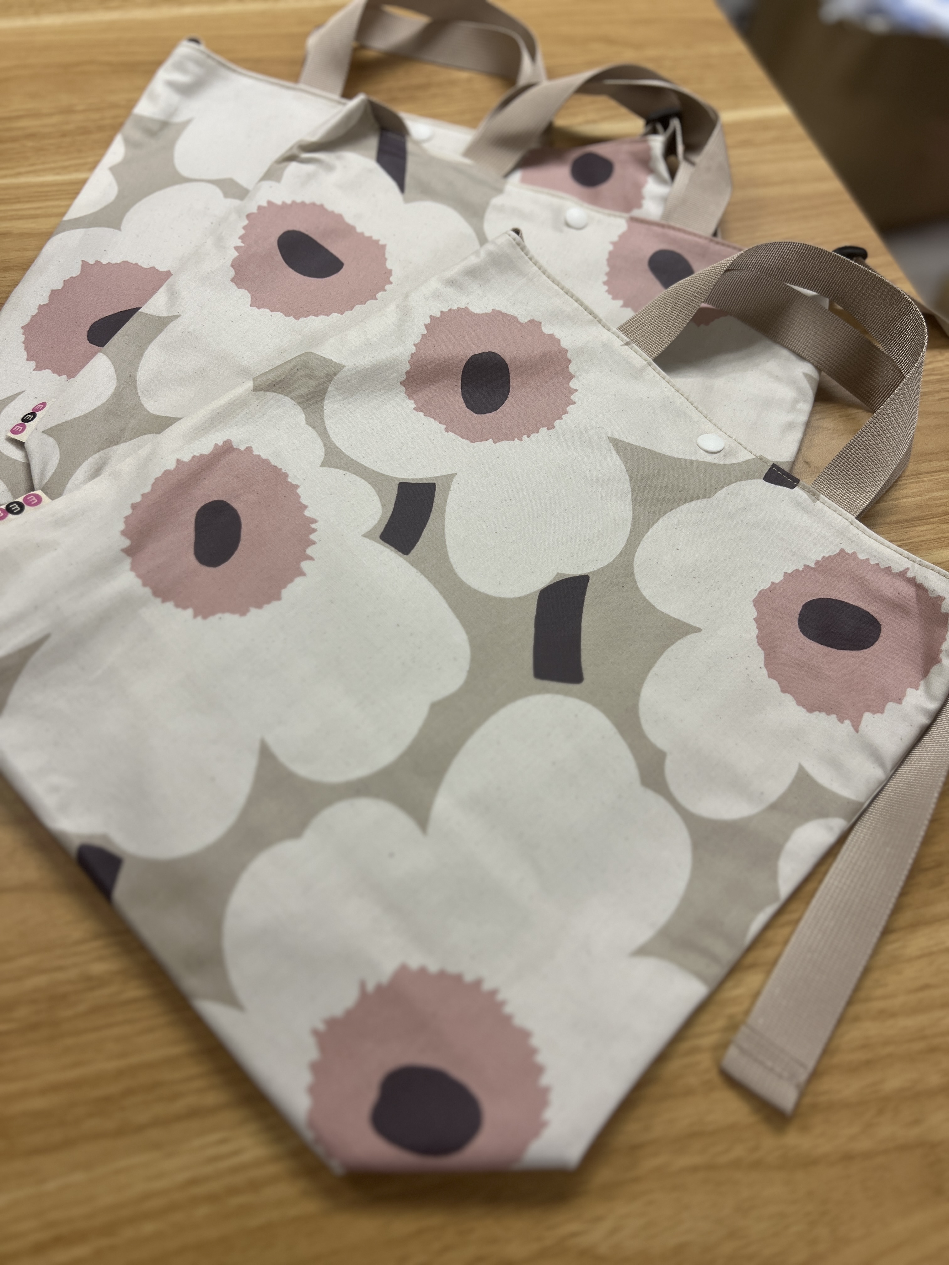 3 way easy tote | Marimekko waterproof fabric | Cotton beige 中花