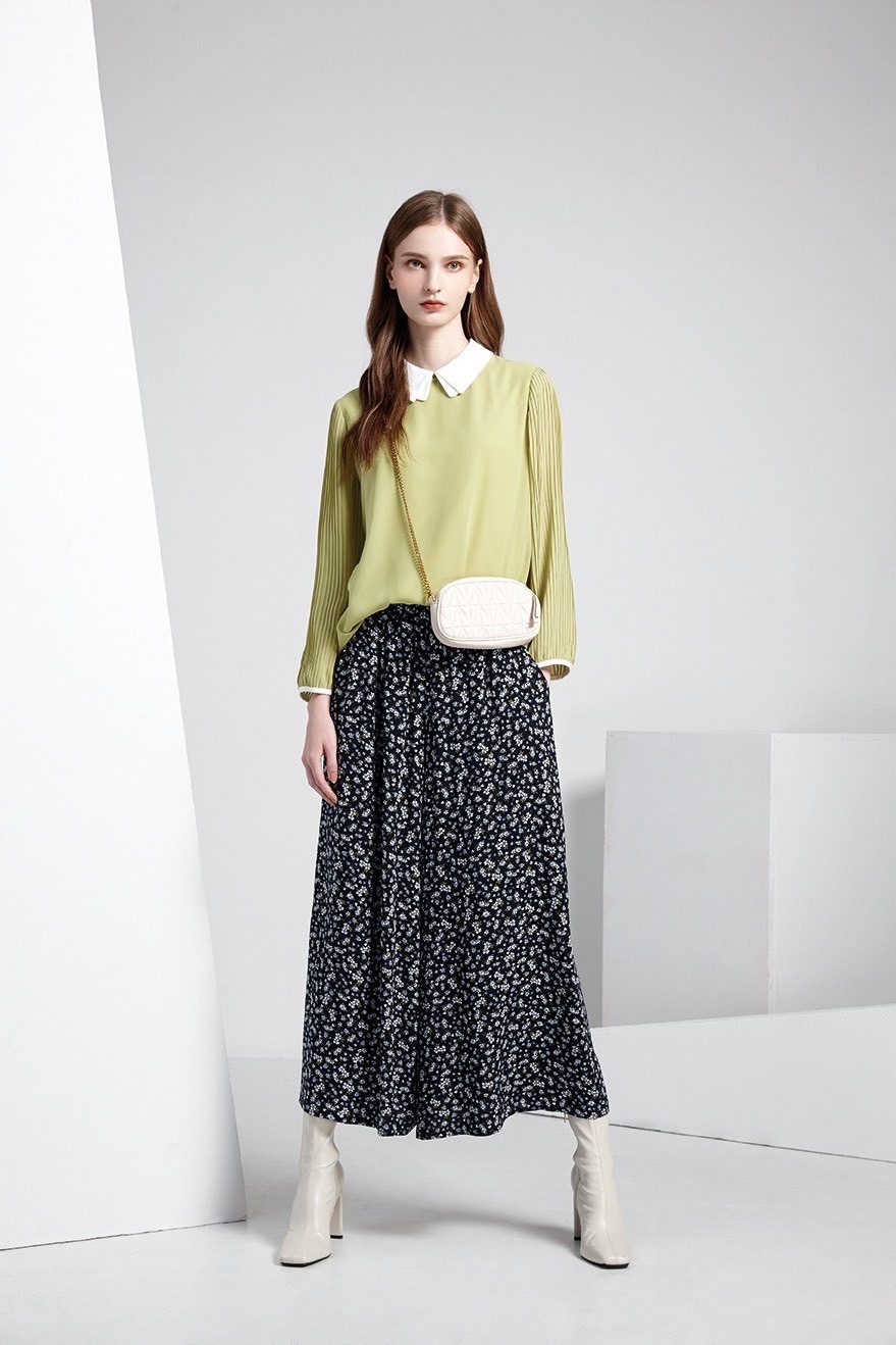 韓系時尚個性小碎花寬褲裙T6062