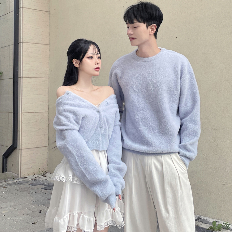 圓領絨毛上衣/絨毛百搭短版外套 (四色)