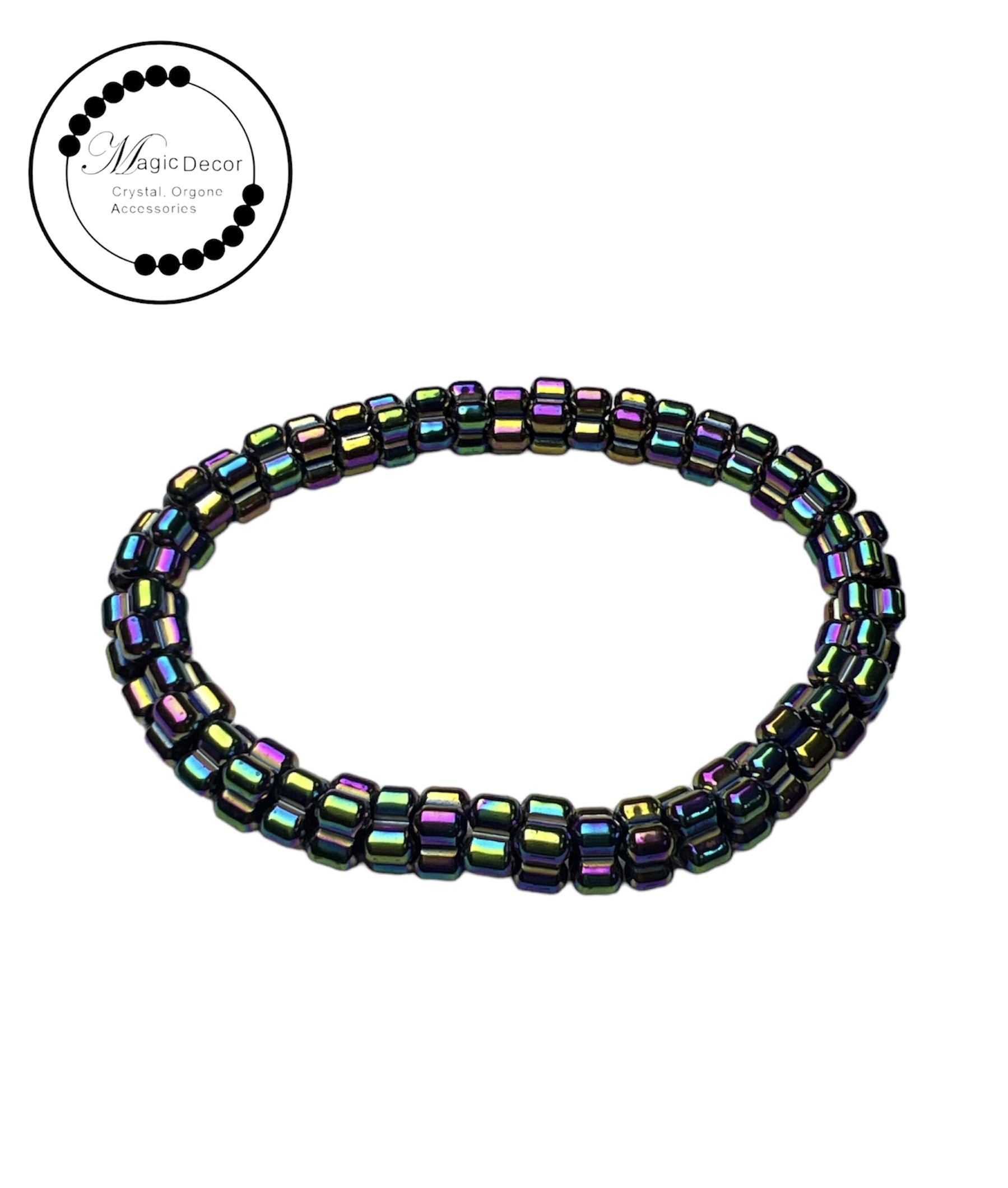 231110-b6 黑膽石幻彩電鍍四葉草珠手串（買一送一）