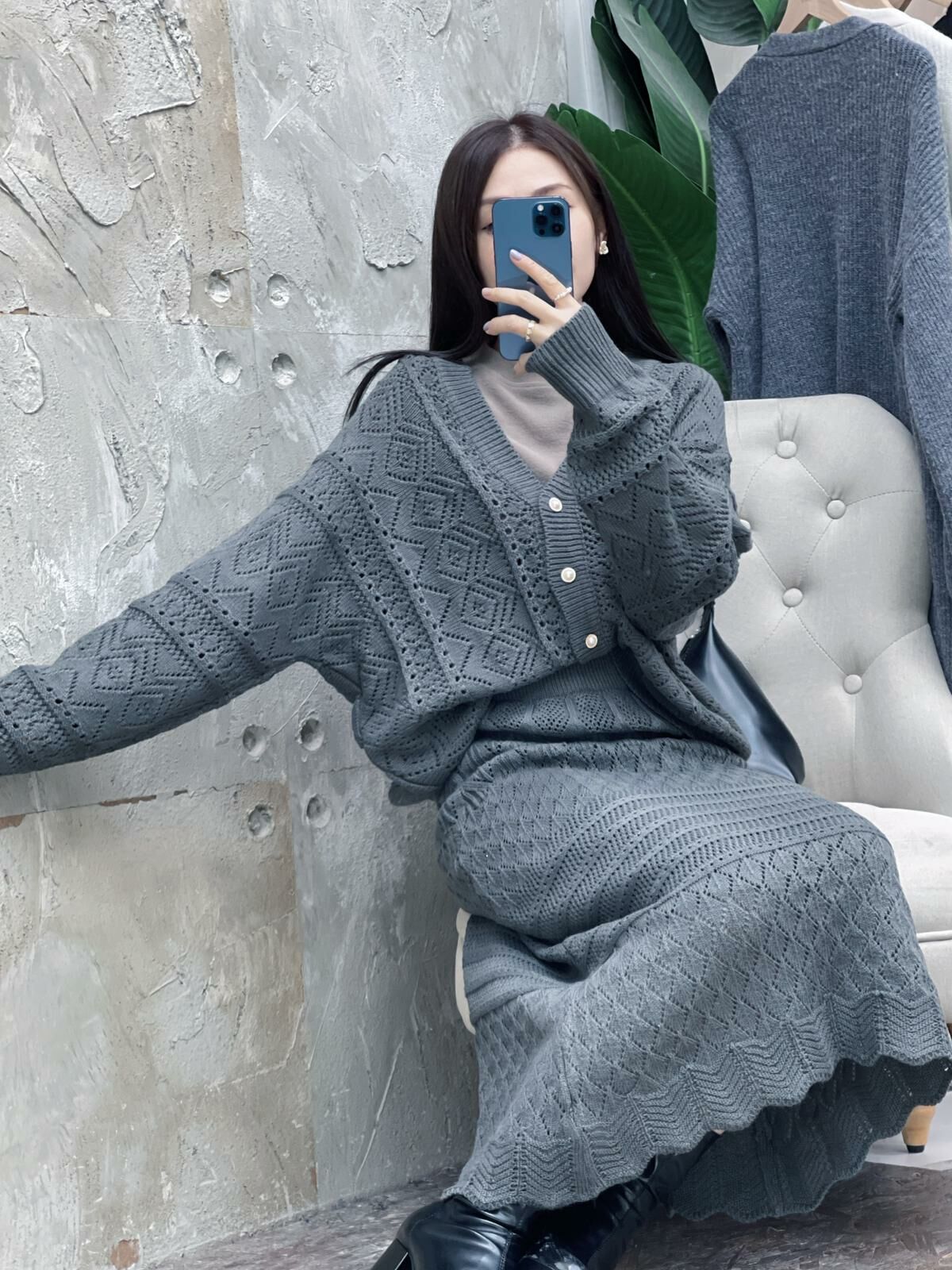 SET#5472 🤍奶奶針織套裝