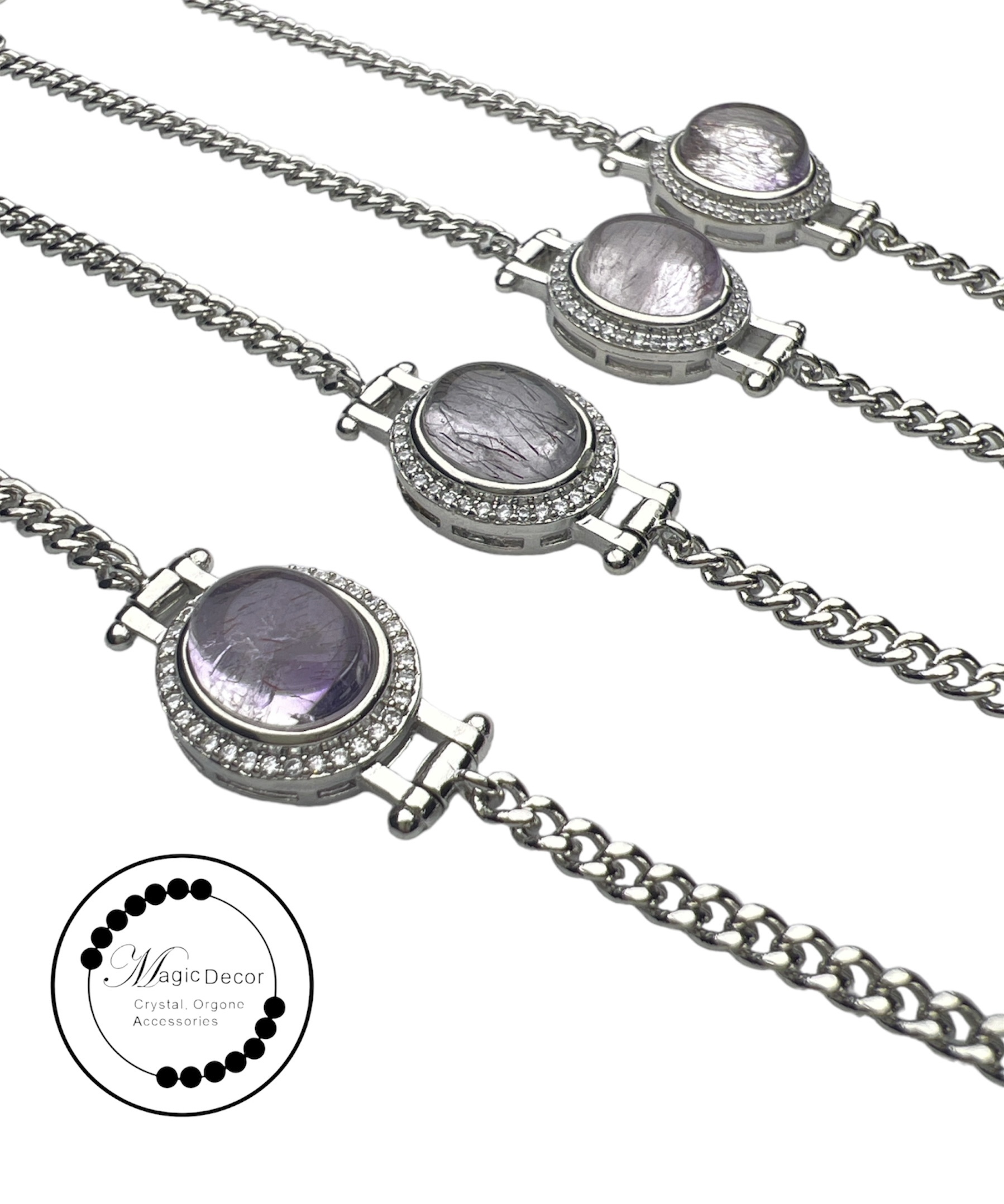 250828 - A67 紫超7橢圓碎石圍邊半銀手鏈