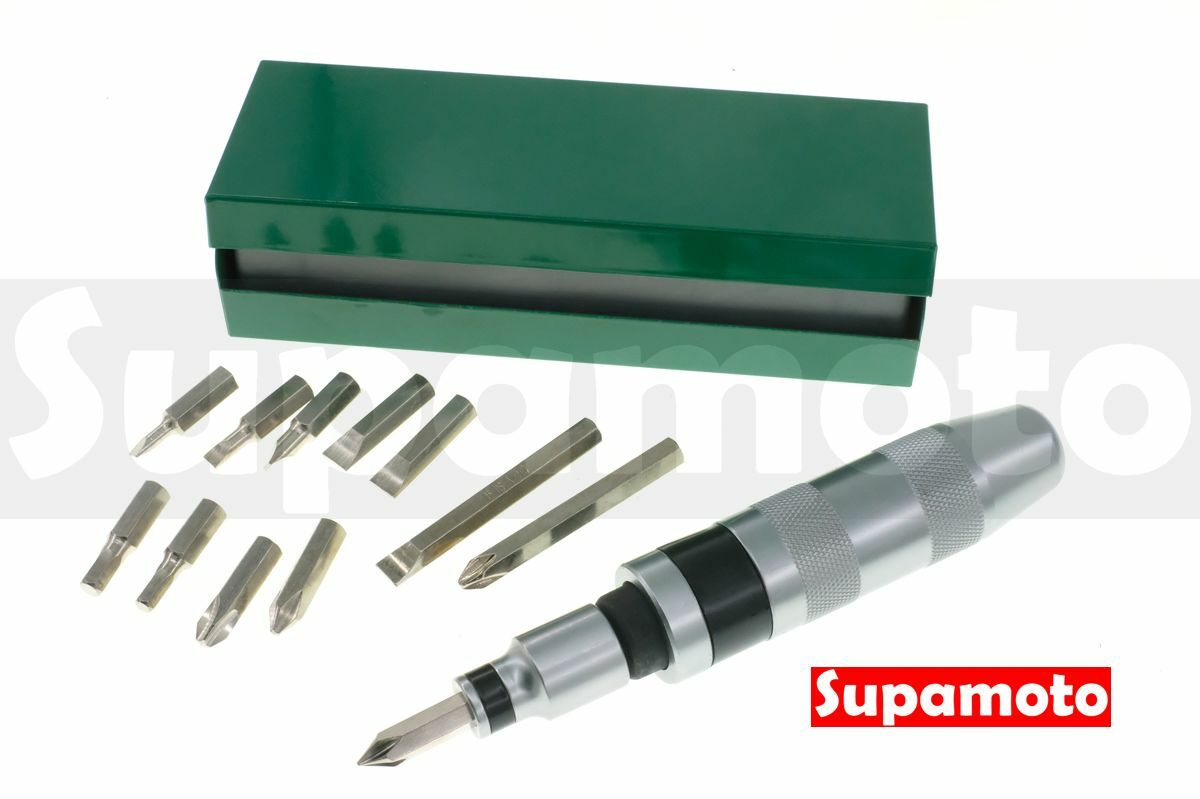 -Supamoto- 衝擊起子 M 鐵盒 13件 手工具 CR-V 十字 一字 內六角 滑牙 衝擊 打擊 起子 敲擊