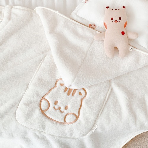 DTD捲毛圓臉系列-微纖維雪花背巾毯(單公仔)