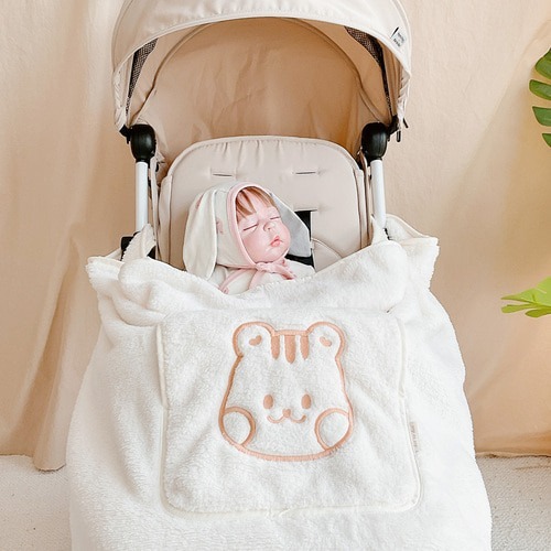 DTD捲毛圓臉系列-微纖維雪花背巾毯(單公仔)