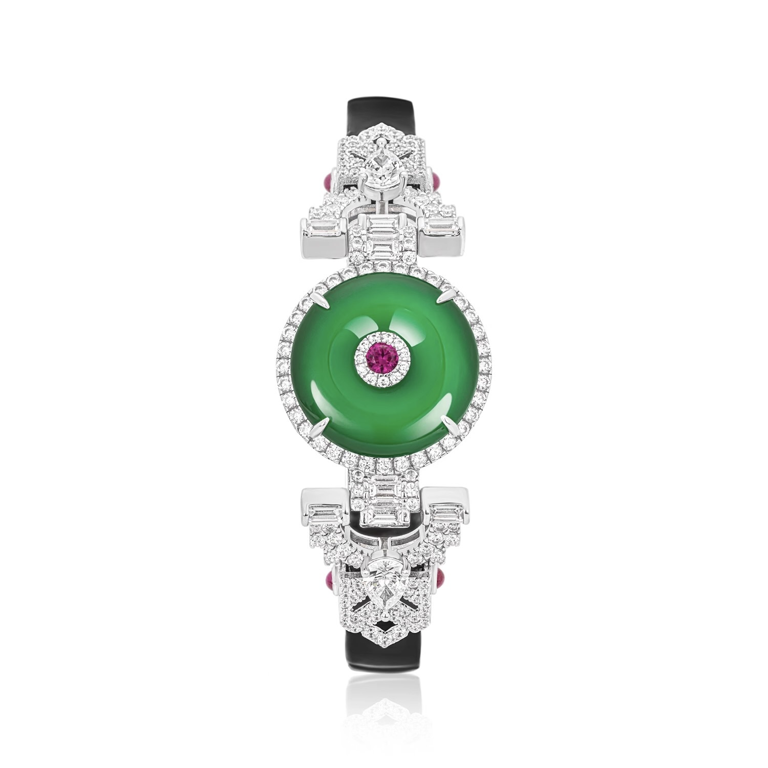 帝王綠平安扣腕带 925銀腕帶