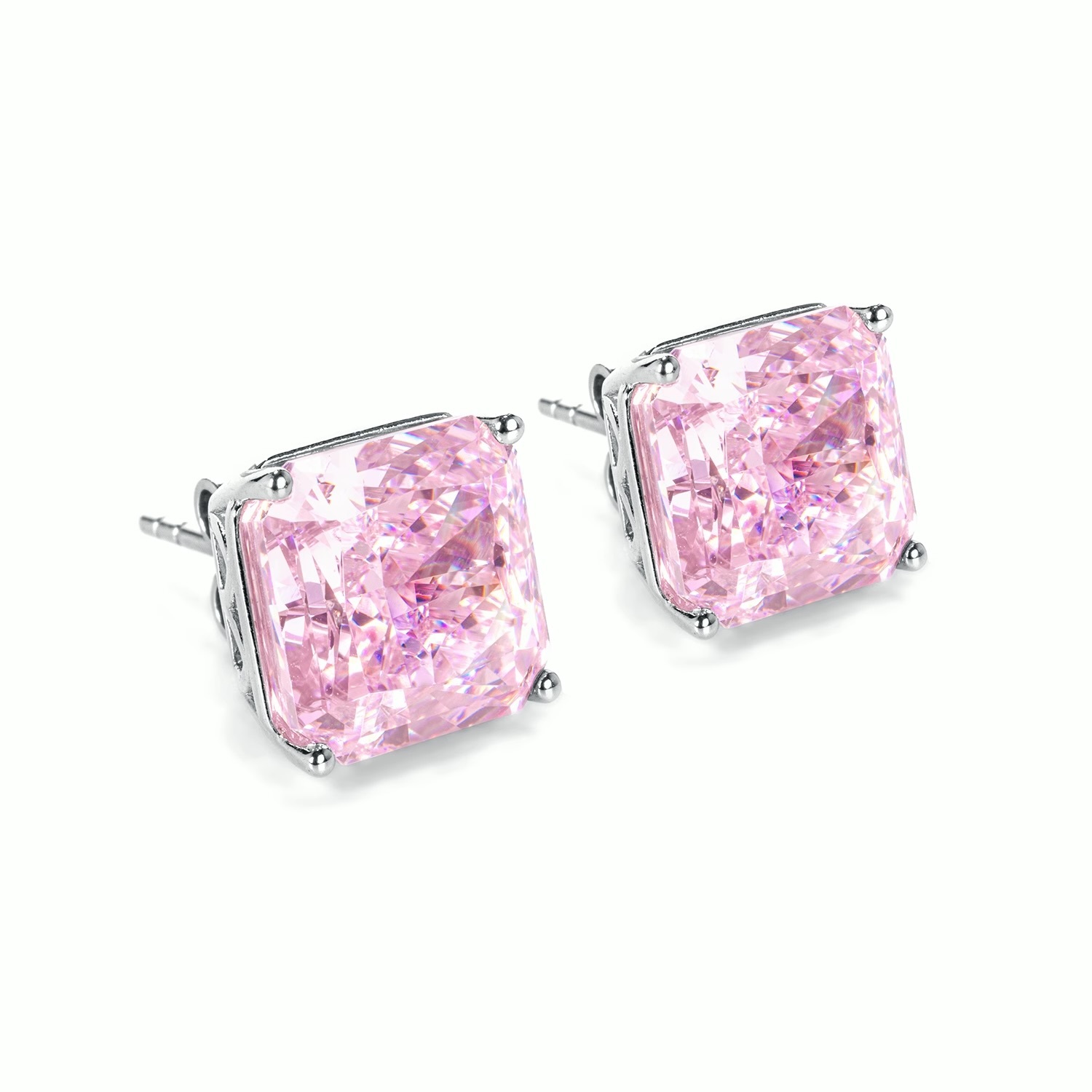 夢幻豔彩合成鋯石小耳釘 925銀耳釘