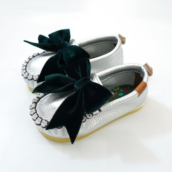Loafer 綠緞帶銀