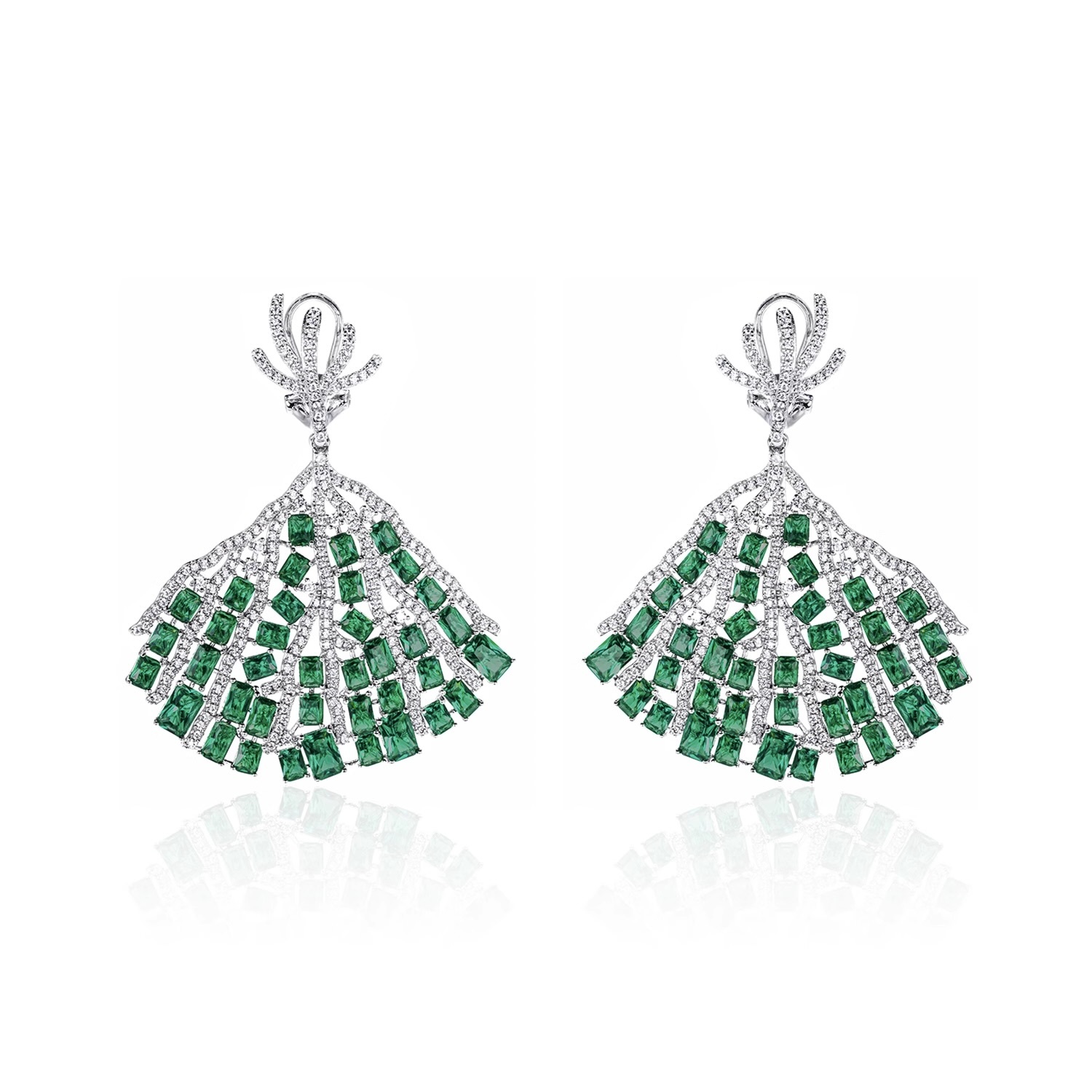 綠茵輕奢扇型耳釘  925銀耳釘