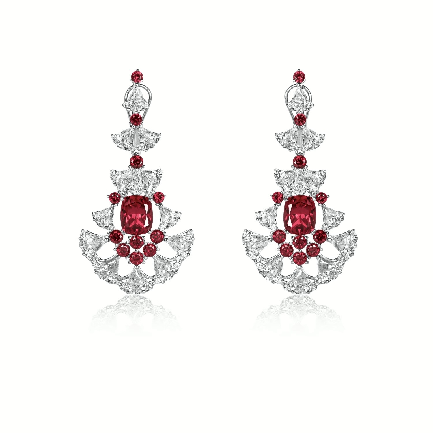 重磅款仙羽红色耳環  925銀耳環