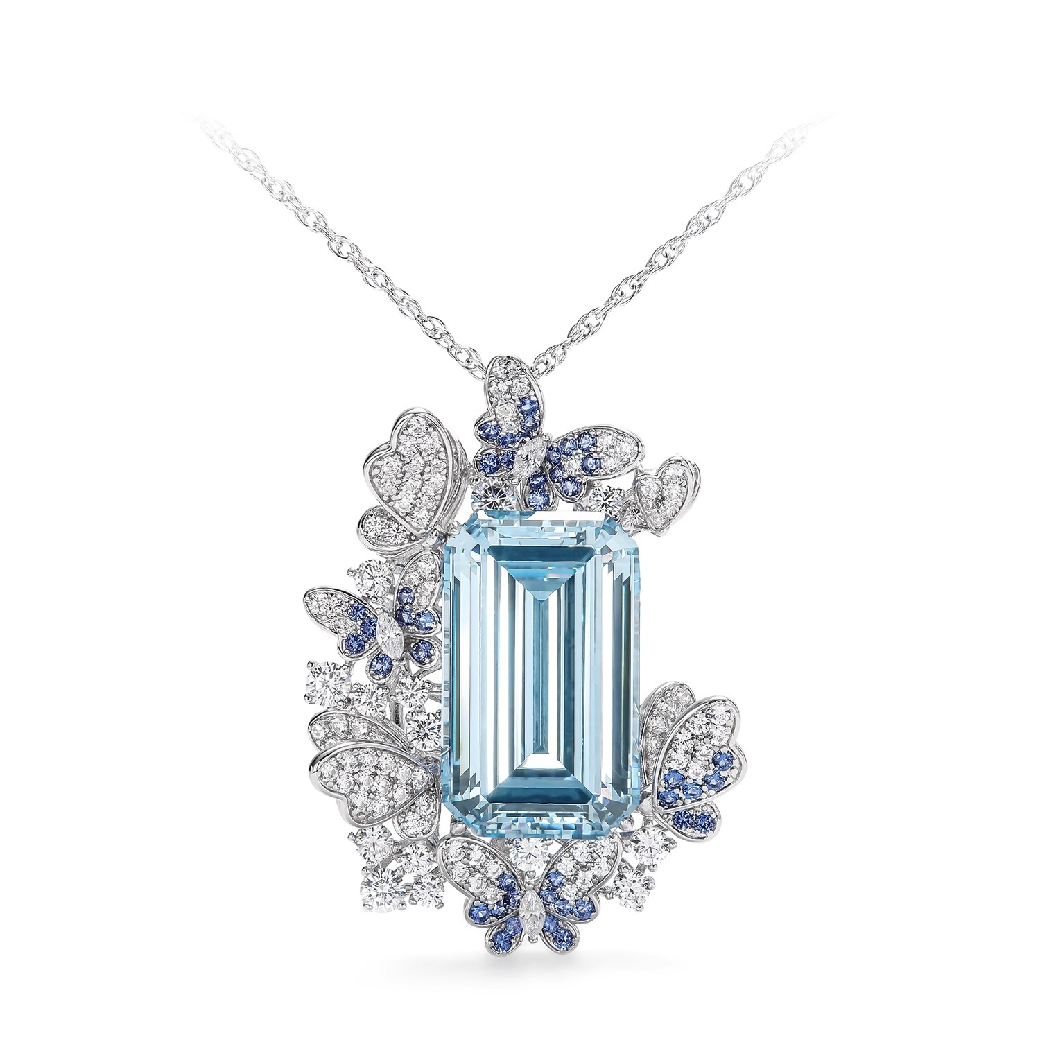 帕拉色蝶舞项链胸针  925銀胸針