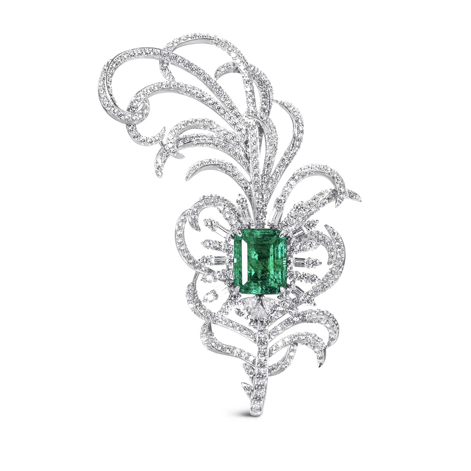 鳳凰羽毛木佐綠胸针  925銀胸針