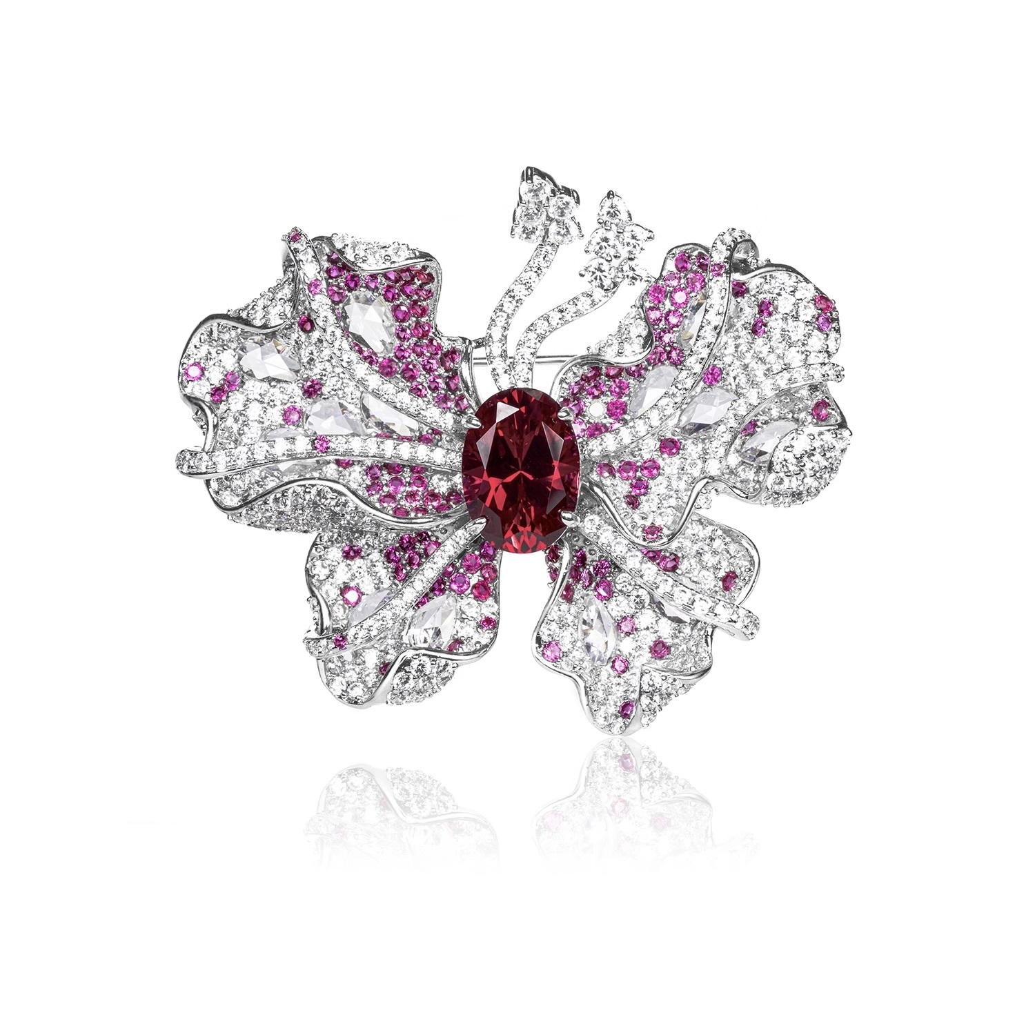 紅色金蝶兩用胸針  925銀胸針