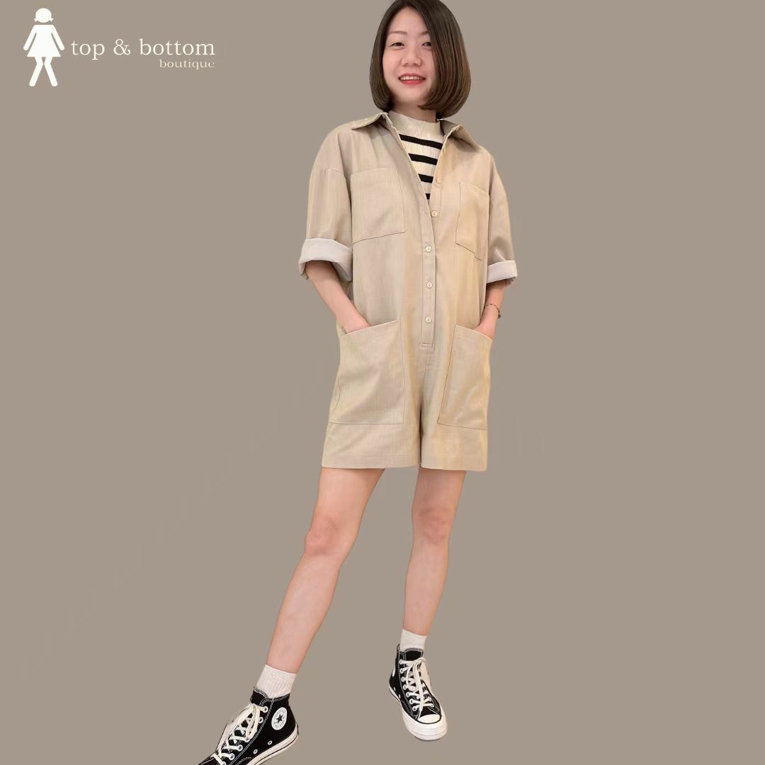 COLLARED POCKET SHORT JUMPSUIT