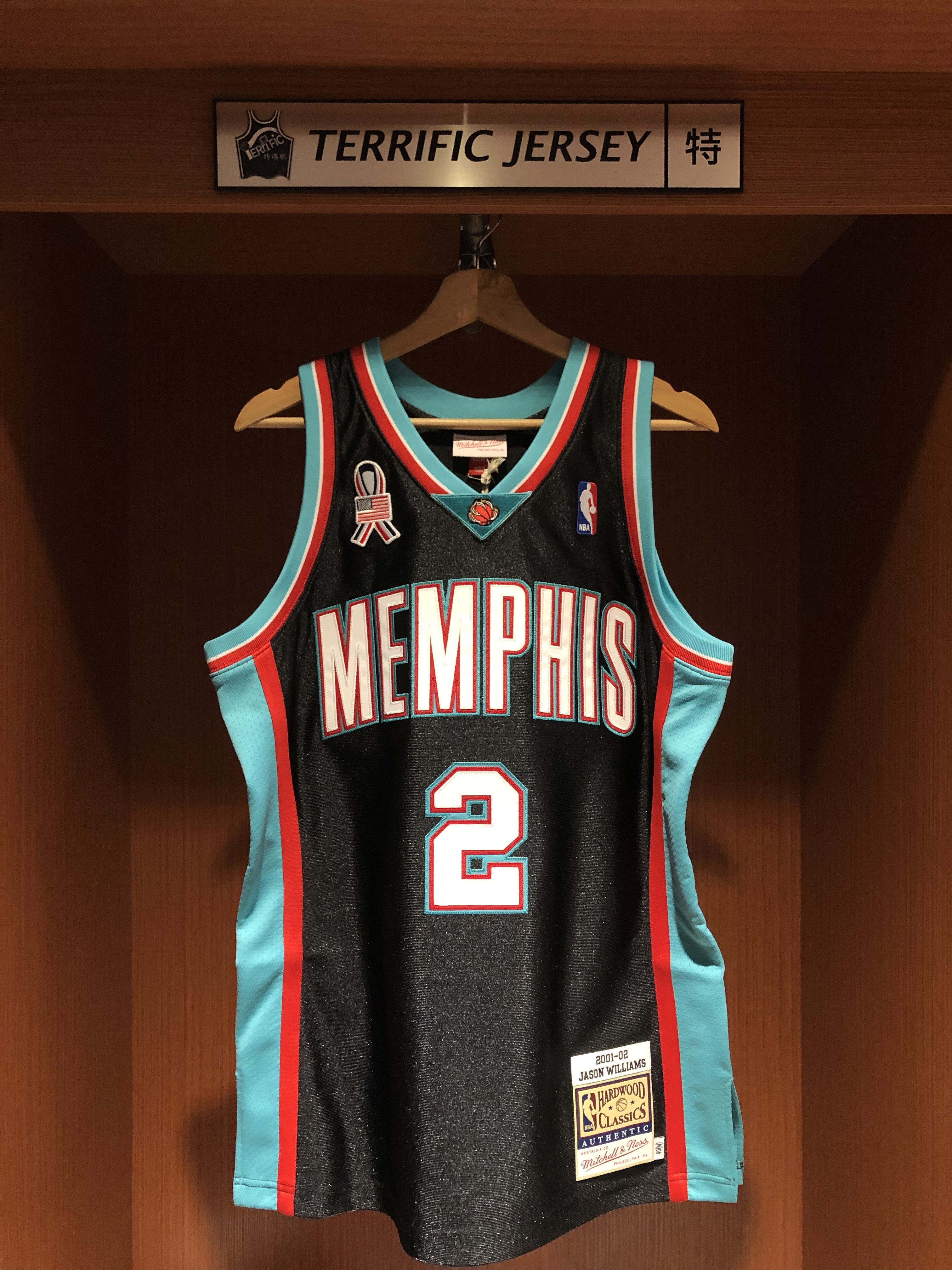 NBA球衣 Jason Williams 曼菲斯灰熊黑 01-02 911章 M&N Authentic 球員版 電繡 全新