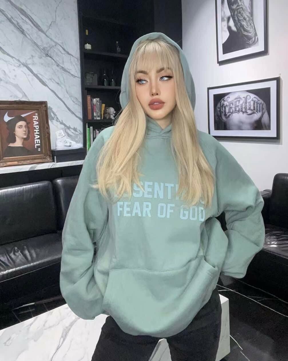 FOG Essentials 膠印logo帽T Sycamore 藍綠色 霧霾藍