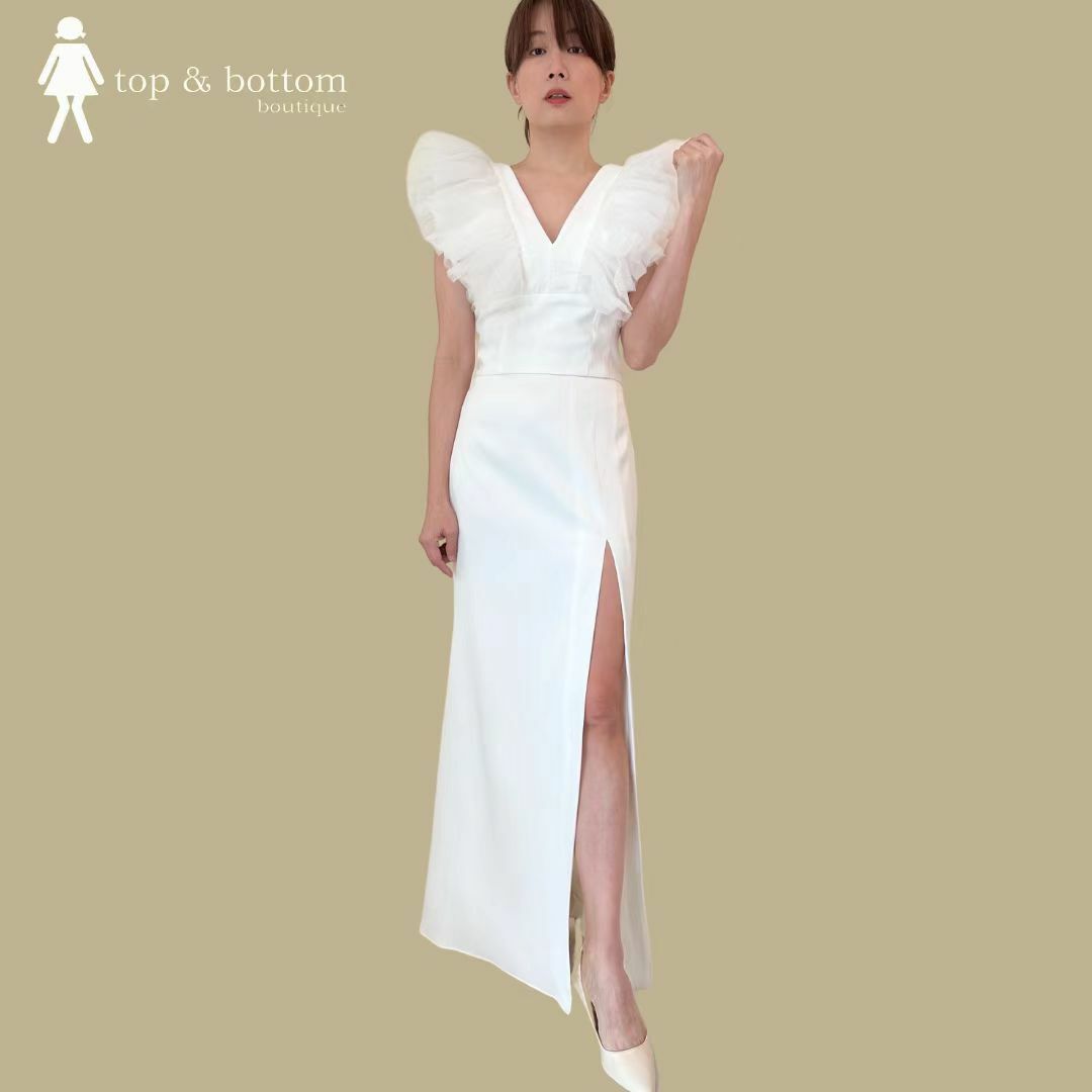 SLIT FRONT SATIN LONG SKIRT