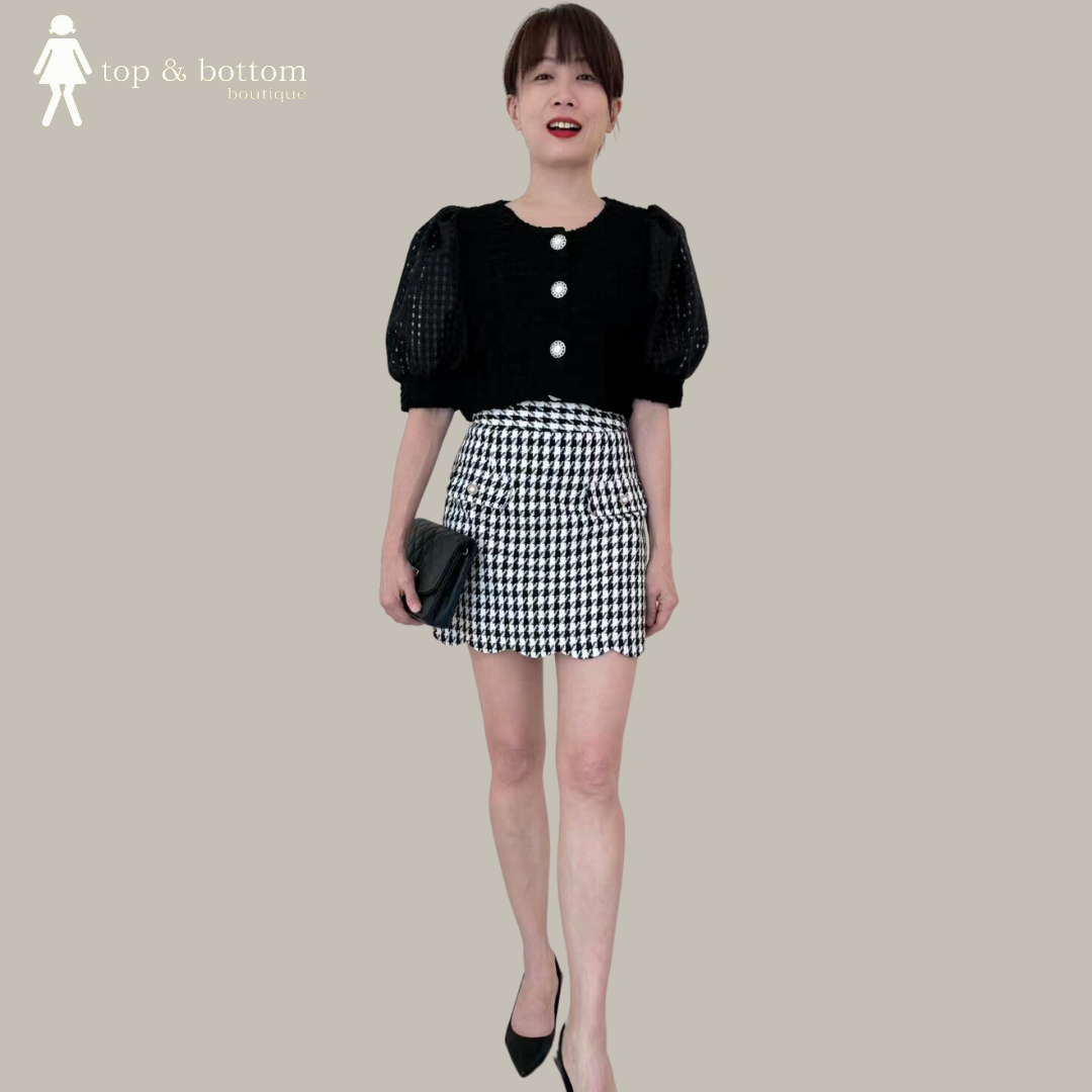 HOUNDSTOOTH POCKET SHORT SKIRT