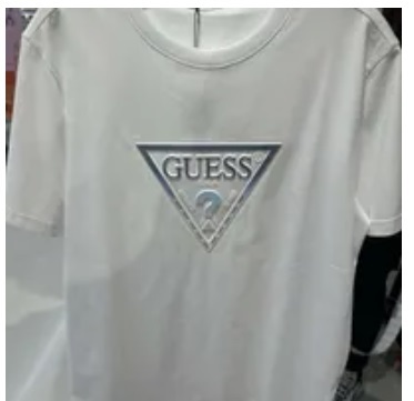 [S] GUESS MEN'S DENIM EMBOSSED TRIANGLE SHORT SLEEVE T-SHIRT,WHITE, MN2K8406-WHT (SGU481)