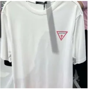[S] GUESS MINI TRIANGLE SEMI-OVERFIT SHORT SLEEVE T-SHIRT,WHITE, MN2K9465-WHT [FINAL SALE] (SGU483)
